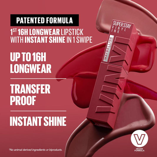 Maybelline New York Super Stay Vinyl Ink Liquid Lipstick, Instant Shine Lasts Up To 16H
