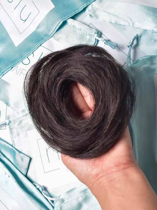 Human Hair Donut Scrunchies Natural Black